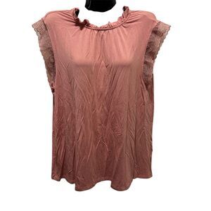 Matilda Jane Good Heart Women's Pink Lace Trim Sleeveless Tank Top‎ Size L